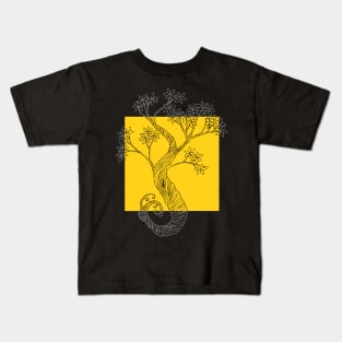 Yellow Square Ink Tree Kids T-Shirt